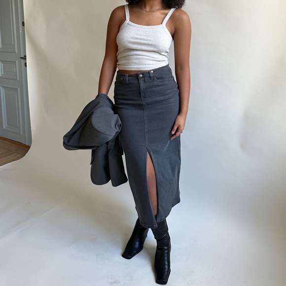 Djerf Avenue Denim Skirt Midi - Washed Grey - Picture 10 of 10